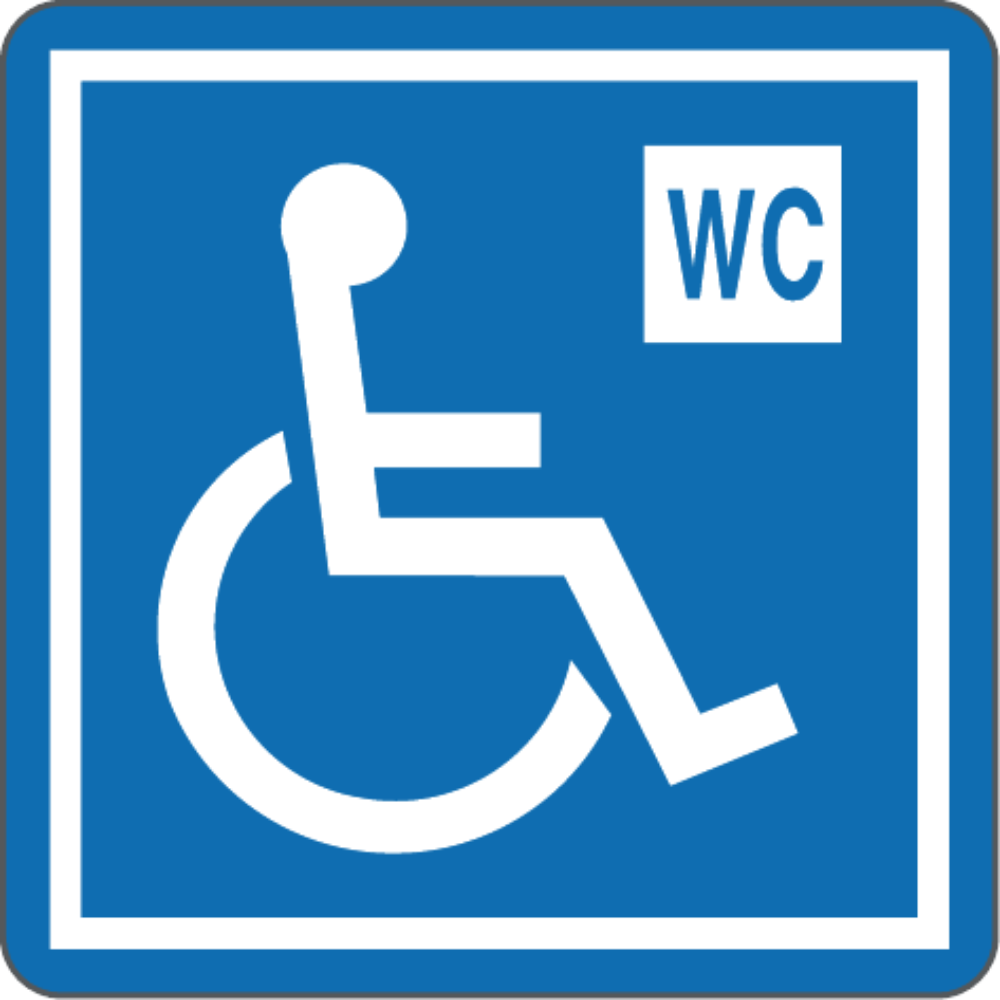 SIMBOLO WC DISABILI - CARTELLO SEGNALETICO QUADRATO ISO 7010 - Adesivo Extra Resistente, Pannello in Forex, Pannello In Alluminio