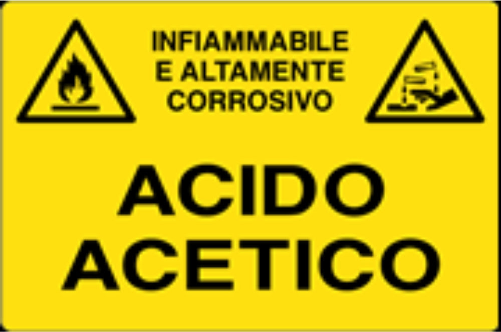 GLOBAL CARTELLO SEGNALETICO - ACIDO ACETICO - Adesivo Resistente, Pannello in Forex, Pannello In Alluminio