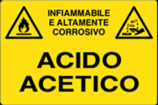 GLOBAL CARTELLO SEGNALETICO - ACIDO ACETICO - Adesivo Resistente, Pannello in Forex, Pannello In Alluminio