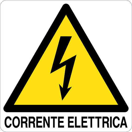 CORRENTE ELETTRICA - CARTELLO SEGNALETICO QUADRATO ISO 7010 - Adesivo Extra Resistente, Pannello in Forex, Pannello In Alluminio