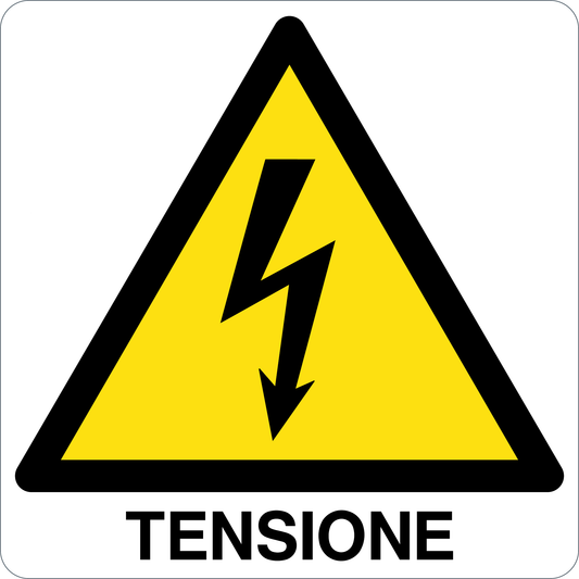 TENSIONE - CARTELLO SEGNALETICO QUADRATO ISO 7010 - Adesivo Extra Resistente, Pannello in Forex, Pannello In Alluminio