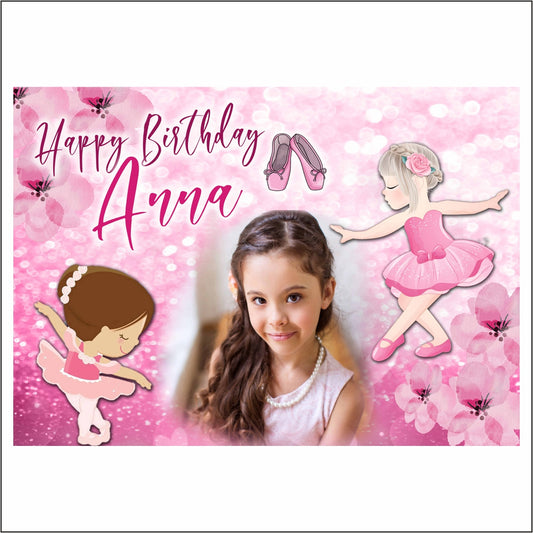 GLOBAL STRISCIONE FONDALE COMPLEANNO - Ballerina Danza - STRISCIONE PERSONALIZZATO IN CARTA O IN BANNER PVC ANCHE DA ESTERNO GARANZIA 5 ANNI