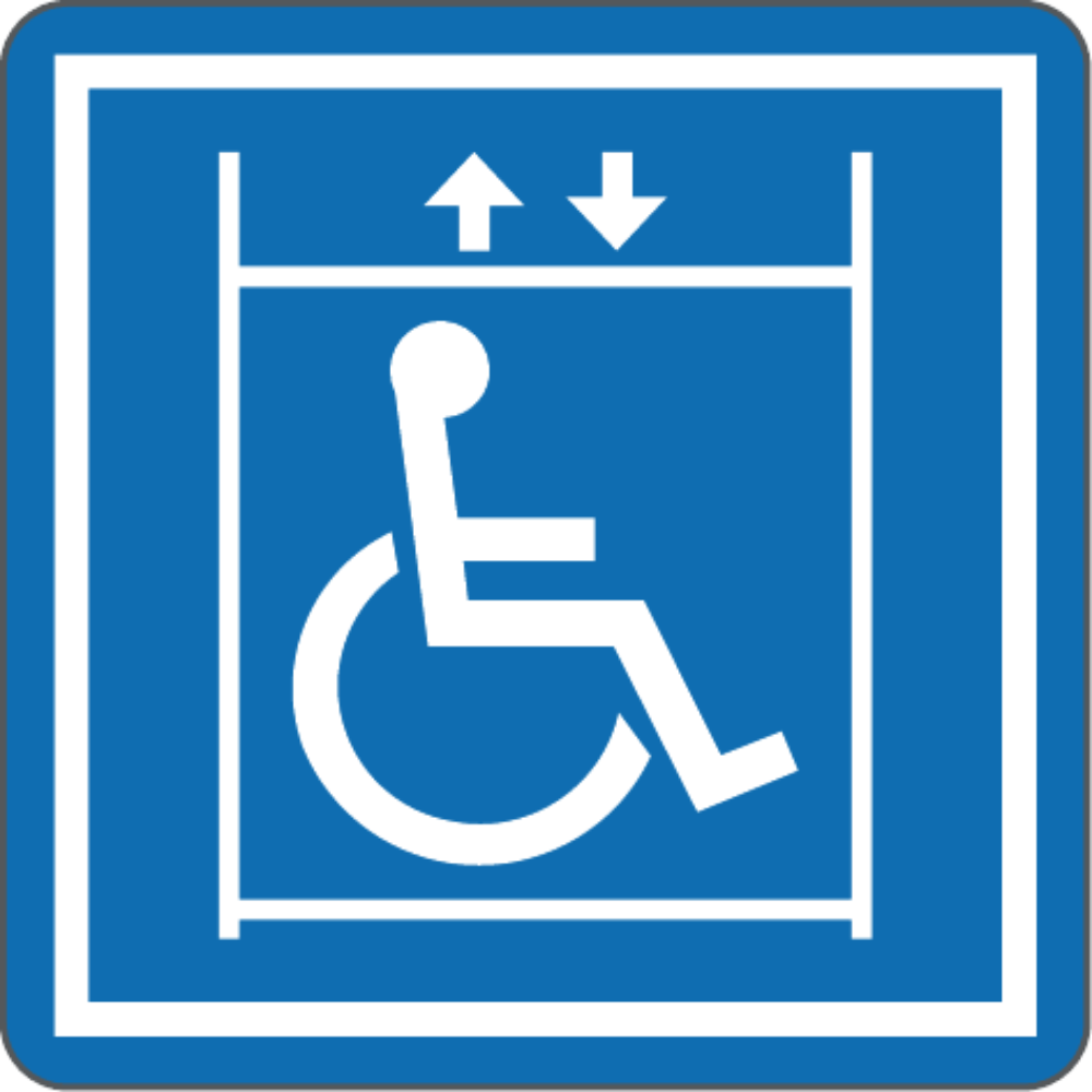 SIMBOLO ASCENSORE DISABILI - CARTELLO SEGNALETICO QUADRATO ISO 7010 - Adesivo Extra Resistente, Pannello in Forex, Pannello In Alluminio