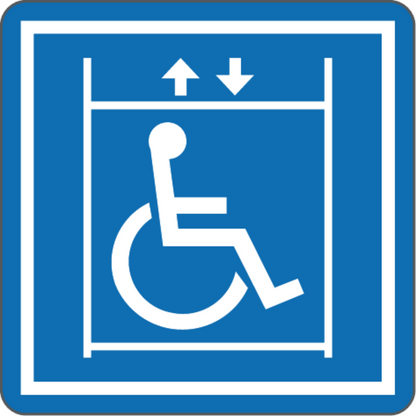 SIMBOLO ASCENSORE DISABILI - CARTELLO SEGNALETICO QUADRATO ISO 7010 - Adesivo Extra Resistente, Pannello in Forex, Pannello In Alluminio