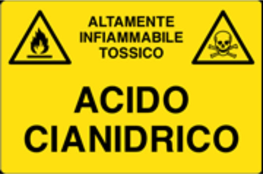 GLOBAL CARTELLO SEGNALETICO - ACIDO CIANIDRICO - Adesivo Resistente, Pannello in Forex, Pannello In Alluminio