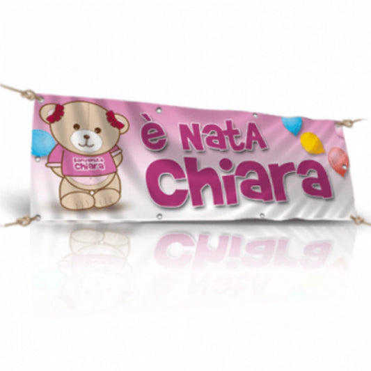 GLOBAL STRISCIONE FONDALE NASCITA - ORSETTO - IN CARTA O IN BANNER PVC ANCHE DA ESTERNO GARANZIA 5 ANNI