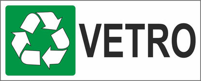 VETRO GESTIONE RIFIUTI MODELLO 2 - CARTELLO SEGNALETICO UNI ISO 7010 in Adesivo Resistente, Pannello in Forex, Pannello In Alluminio