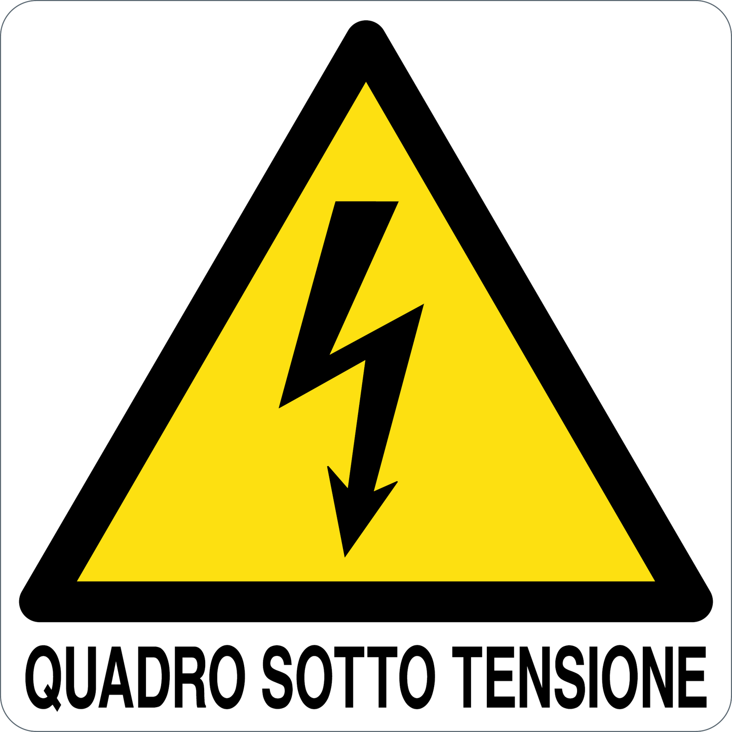 QUADRO SOTTO TENSIONE - CARTELLO SEGNALETICO QUADRATO ISO 7010 - Adesivo Extra Resistente, Pannello in Forex, Pannello In Alluminio