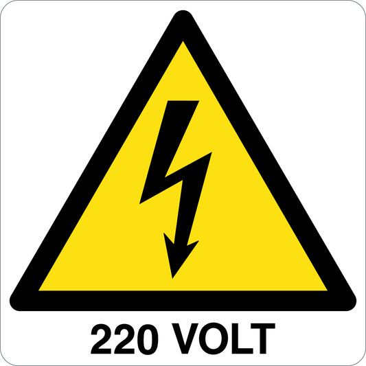 220 VOLT - CARTELLO SEGNALETICO QUADRATO ISO 7010 - Adesivo Extra Resistente, Pannello in Forex, Pannello In Alluminio