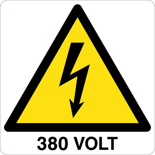 380 VOLT - CARTELLO SEGNALETICO QUADRATO ISO 7010 - Adesivo Extra Resistente, Pannello in Forex, Pannello In Alluminio