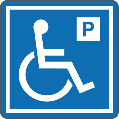SIMBOLO PARCHEGGIO DISABILI - CARTELLO SEGNALETICO QUADRATO ISO 7010 - Adesivo Extra Resistente, Pannello in Forex, Pannello In Alluminio