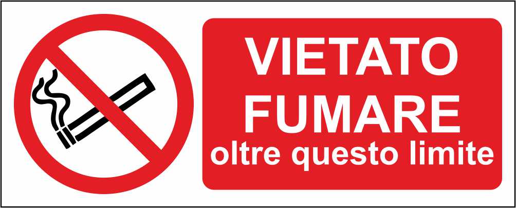 Vietato fumare oltre questo limite - CARTELLO SEGNALETICO UNI ISO 7010 in Adesivo Resistente, Pannello in Forex, Pannello In Alluminio