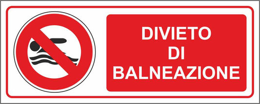 Divieto di balneazione- CARTELLO SEGNALETICO UNI ISO 7010 in Adesivo Resistente, Pannello in Forex, Pannello In Alluminio