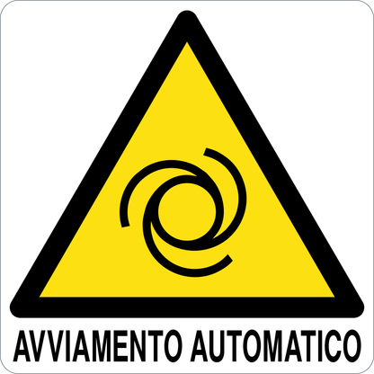 AVVIAMENTO AUTOMATICO - CARTELLO SEGNALETICO QUADRATO ISO 7010 - Adesivo Extra Resistente, Pannello in Forex, Pannello In Alluminio