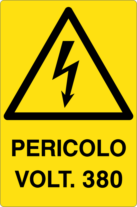 GLOBAL CARTELLO SEGNALETICO - PERICOLO 380 VOLT - Adesivo Resistente, Pannello in Forex, Pannello In Alluminio