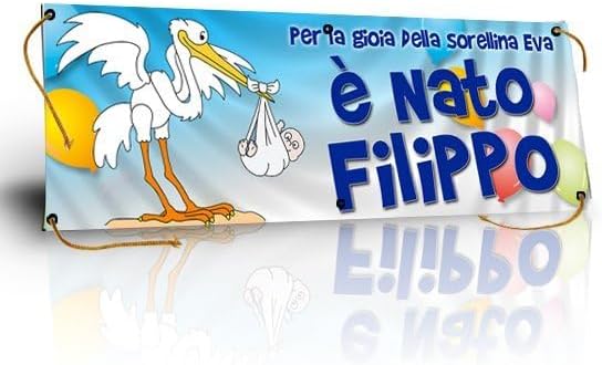 GLOBAL STRISCIONE FONDALE NASCITA -  BAMBINO PER LA GIOIA - STRISCIONE PERSONALIZZATO IN CARTA O IN BANNER PVC ANCHE DA ESTERNO GARANZIA 5 ANNI