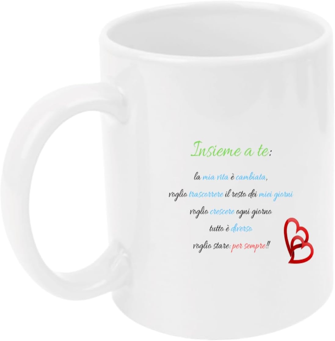Tazza in ceramica Stampata - INSIEME A TE - Tazza 320 ml in Ceramica Bianca, Stampa in alta definizione Idea Regalo Originale e Unica MADE IN ITALY