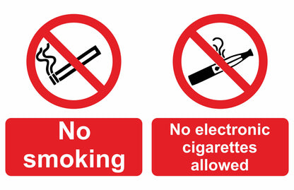 GLOBAL CARTELLO SEGNALETICO - No Smoking & No Electronic Cigarettes - Adesivo Extra Resistente, Pannello in Forex, Pannello In Alluminio