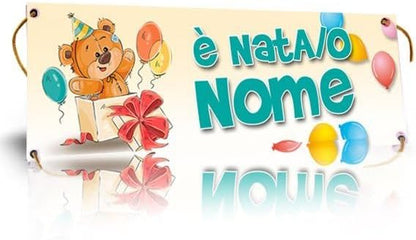 GLOBAL STRISCIONE FONDALE NASCITA -  È NATO ORSACCHIOTTO - STRISCIONE PERSONALIZZATO IN CARTA O IN BANNER PVC ANCHE DA ESTERNO GARANZIA 5 ANNI