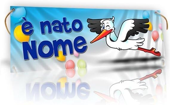 GLOBAL STRISCIONE FONDALE NASCITA -  È NATO CICOGNA - STRISCIONE PERSONALIZZATO IN CARTA O IN BANNER PVC ANCHE DA ESTERNO GARANZIA 5 ANNI