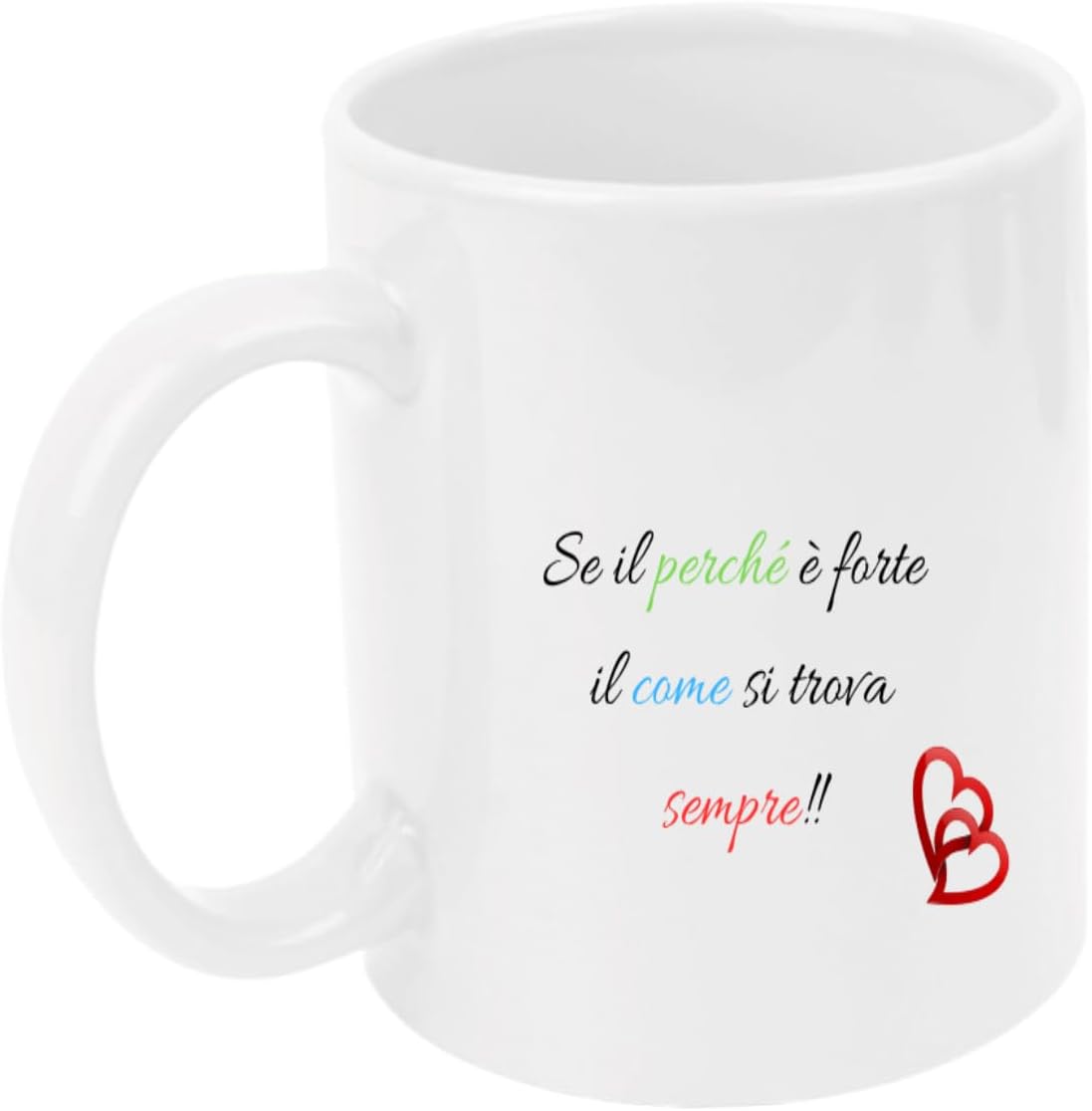 Tazza in ceramica Stampata - SE IL PERCHÈ È FORTE - Tazza 320 ml in Ceramica Bianca, Stampa in alta definizione Idea Regalo Originale e Unica MADE IN ITALY
