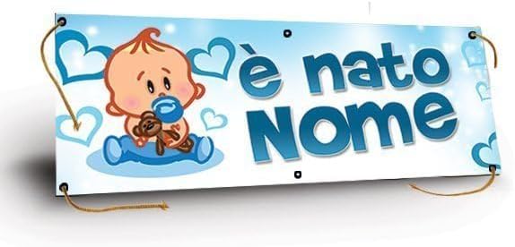 GLOBAL STRISCIONE FONDALE NASCITA -  BAMBINO CON ORSETTO - STRISCIONE PERSONALIZZATO IN CARTA O IN BANNER PVC ANCHE DA ESTERNO GARANZIA 5 ANNI
