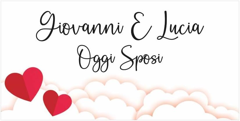 GLOBAL STRISCIONE FONDALE MATRIMONIO - MATRIMONIO MOD. 3 - STRISCIONE PERSONALIZZATO IN CARTA O IN BANNER PVC ANCHE DA ESTERNO GARANZIA 5 ANNI