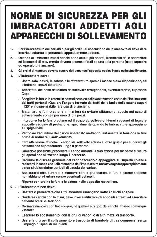 GLOBAL CARTELLO SEGNALETICO - IMBRAGATORI ADDETTI AGLI APPARECCHI DI SOLLEVAMENTO - Adesivo Resistente, Pannello in Forex, Pannello In Alluminio