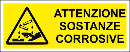 PERICOLO SOSTANZE CORROSIVE mod 2 - CARTELLO SEGNALETICO UNI ISO 7010 in Adesivo Resistente, Pannello in Forex, Pannello In Alluminio