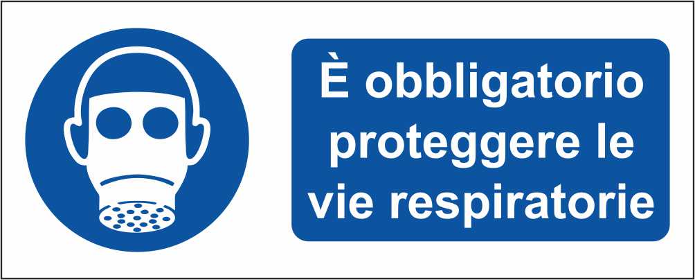 È obbligatorio proteggere le vie respiratorie - CARTELLO SEGNALETICO UNI ISO 7010 in Adesivo Resistente, Pannello in Forex, Pannello In Alluminio
