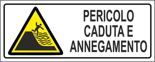 Pericolo caduta e annegamento - CARTELLO SEGNALETICO UNI ISO 7010 in Adesivo Resistente, Pannello in Forex, Pannello In Alluminio