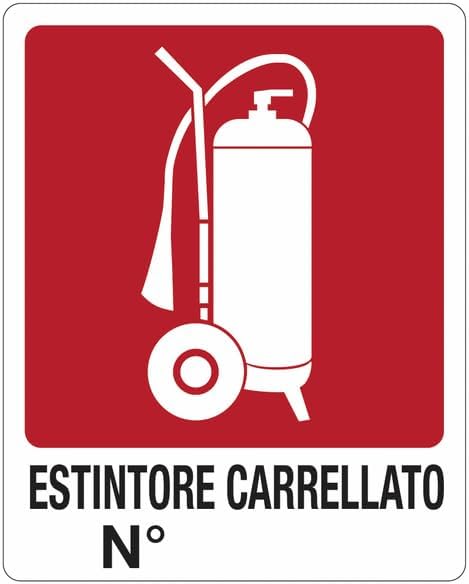 Estintore carrellato N° - CARTELLO SEGNALETICO ISO 7010 in Adesivo Resistente, Pannello in Forex, Pannello In Alluminio o in Plexiglas