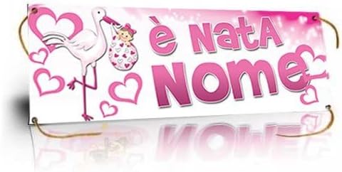 GLOBAL STRISCIONE FONDALE NASCITA - È NATA CICOGNA - STRISCIONE PERSONALIZZATO IN CARTA O IN BANNER PVC ANCHE DA ESTERNO GARANZIA 5 ANNI