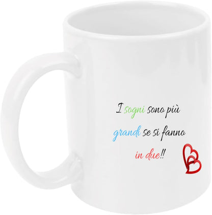 Tazza in ceramica Stampata - I SOGNI SONO - Tazza 320 ml in Ceramica Bianca, Stampa in alta definizione Idea Regalo Originale e Unica MADE IN ITALY