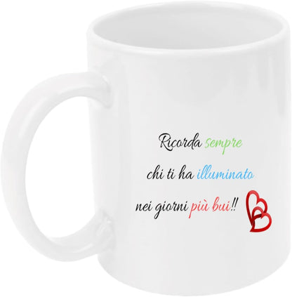 Tazza in ceramica Stampata - RICORDA SEMPRE - Tazza 320 ml in Ceramica Bianca, Stampa in alta definizione Idea Regalo Originale e Unica MADE IN ITALY