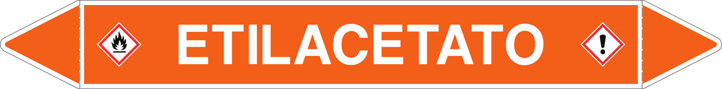 GLOBAL PACCO DA 10 ETICHETTE PER TUBAZIONI - ETILACETATO - Etichetta Autoadesiva Resistente