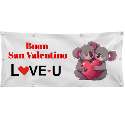 GLOBAL STRISCIONE FONDALE ANNIVERSARIO - BUON SAN VALENTINO - IN CARTA O IN BANNER PVC ANCHE DA ESTERNO GARANZIA 5 ANNI
