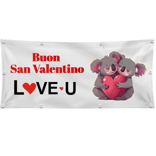 GLOBAL STRISCIONE FONDALE ANNIVERSARIO - BUON SAN VALENTINO - IN CARTA O IN BANNER PVC ANCHE DA ESTERNO GARANZIA 5 ANNI