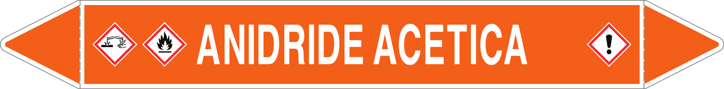GLOBAL PACCO DA 10 ETICHETTE PER TUBAZIONI - ANIDRIDE ACETICA - Etichetta Autoadesiva Resistente