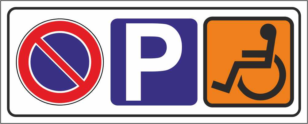 PARCHEGGIO DISABILI DIVIETO DI SOSTA - CARTELLO SEGNALETICO UNI ISO 7010 in Adesivo Resistente, Pannello in Forex, Pannello In Alluminio