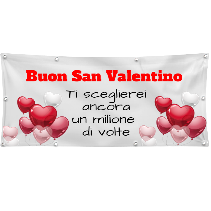 GLOBAL STRISCIONE FONDALE ANNIVERSARIO - BUON SAN VALENTINO MOD 2 - IN CARTA O IN BANNER PVC ANCHE DA ESTERNO GARANZIA 5 ANNI