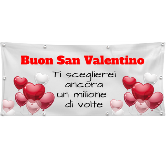 GLOBAL STRISCIONE FONDALE ANNIVERSARIO - BUON SAN VALENTINO MOD 2 - IN CARTA O IN BANNER PVC ANCHE DA ESTERNO GARANZIA 5 ANNI