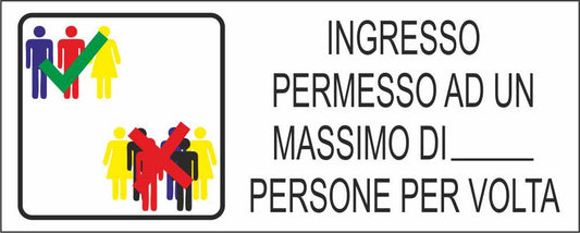 NEMERO MASSIMO INGRESSI PERSONE - CARTELLO SEGNALETICO UNI ISO 7010 in Adesivo Resistente, Pannello in Forex, Pannello In Alluminio