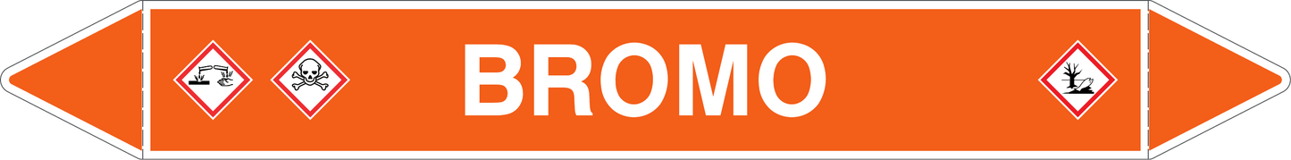 GLOBAL PACCO DA 10 ETICHETTE PER TUBAZIONI - BROMO - Etichetta Autoadesiva Resistente