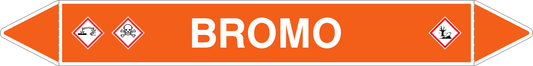 GLOBAL PACCO DA 10 ETICHETTE PER TUBAZIONI - BROMO - Etichetta Autoadesiva Resistente