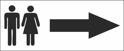 TOILETTE UOMINI E DONNE CON FRECCIA PERSONALIZZATA - CARTELLO SEGNALETICO UNI ISO 7010 in Adesivo Resistente, Pannello in Forex, Pannello In Alluminio