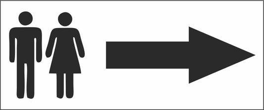 TOILETTE UOMINI E DONNE CON FRECCIA PERSONALIZZATA - CARTELLO SEGNALETICO UNI ISO 7010 in Adesivo Resistente, Pannello in Forex, Pannello In Alluminio