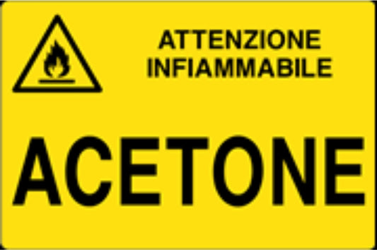 GLOBAL CARTELLO SEGNALETICO - ACETONE - Adesivo Resistente, Pannello in Forex, Pannello In Alluminio