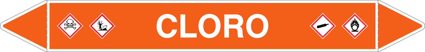 GLOBAL PACCO DA 10 ETICHETTE PER TUBAZIONI - CLORO - Etichetta Autoadesiva Resistente