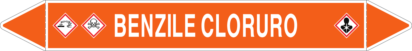 GLOBAL PACCO DA 10 ETICHETTE PER TUBAZIONI - BENZILE CLORURO - Etichetta Autoadesiva Resistente